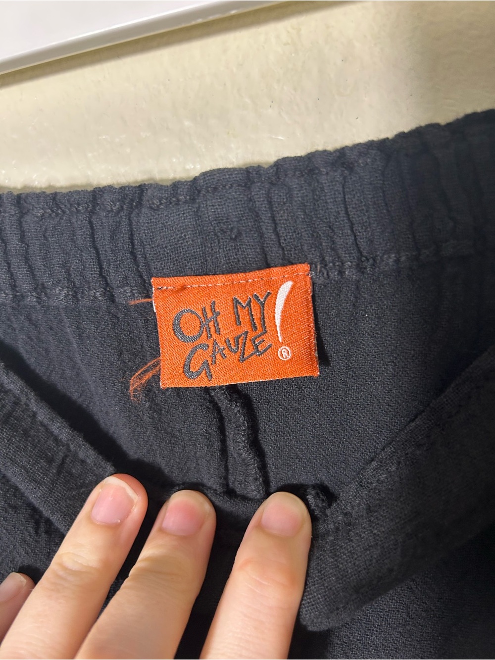 Oh my gauze black ultra wide leg pull on pants size 2 or US L/XL flawed lantern - Picture 9 of 10